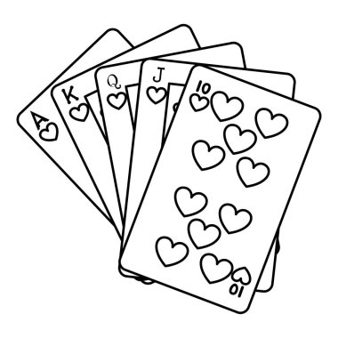 line royal fush card casino game vector illustration clipart