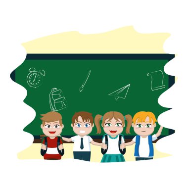 kız ve erkek birlikte potayı sınıfta illüstrasyon vektör