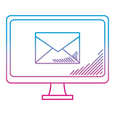 çizgi bilgisayar teknolojisi elektronik e-posta hizmeti vektör çizim ile bozulmuş