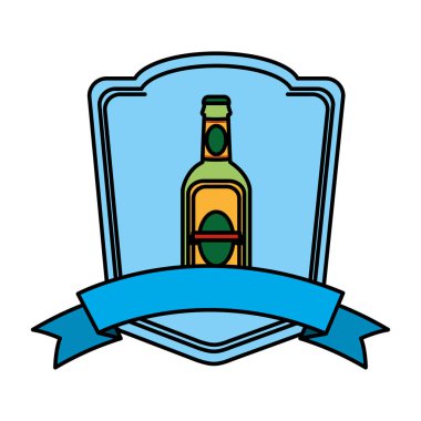 renk likör likör şişesi amblemi şerit vektör çizim ile