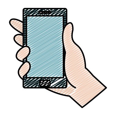 el elektronik smartphone teknoloji stil vektör çizim ile doodle