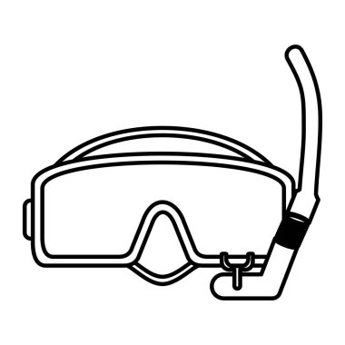 Dalış maske ekipmanları su vektör çizim altında satır