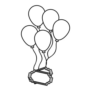 satır parti balon dekorasyon karnaval bilet vektör çizim ile