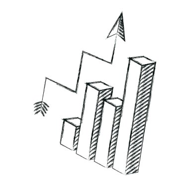 vektör çizim büyüyen ok olan grunge grafik istatistik çubuk