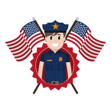 pliceman vatansever ABD bayrakları ve amblemi vektör çizim ile