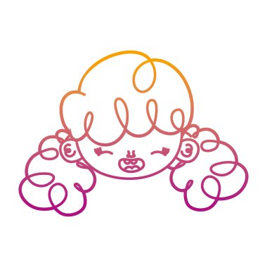 satır mutlu kız baş kıvırcık saç modeli vektör çizim ile bozulmuş