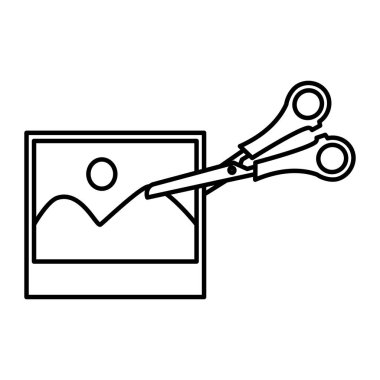 satır makas kesim fotoğraf tasarlamak vektör tedarik