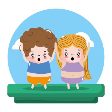 kız ve erkek arkadaş manzara vektör çizim korkuttu