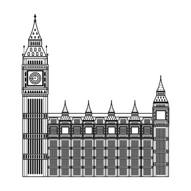 Londra saat kulesi ortaçağ mimarisi vektör çizim çizgi