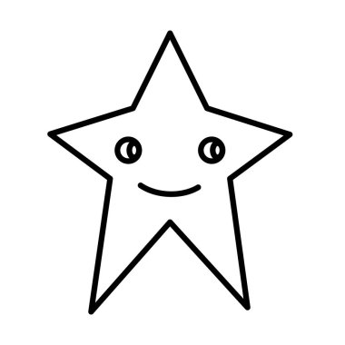 satır kawaii mutlu parlak yıldız simgesi vektör çizim
