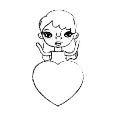 Grunge güzel kadın bluz ve kalp aşk vektör çizim ile