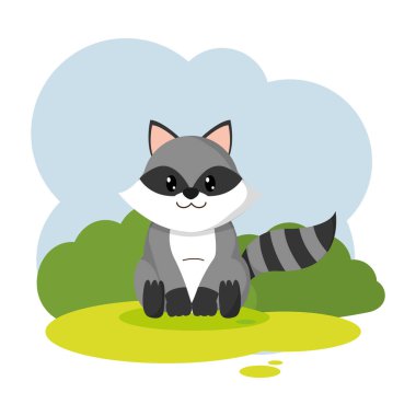 manzara vektör çizim şirin raccon vahşi hayvan