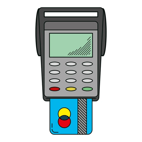 Elektroniska Dataphone Med Digital Kreditkort Vektorillustration — Stock vektor