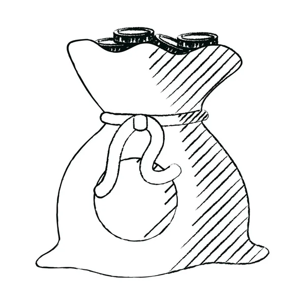 Гранжевий Мішок Грошовими Монетами Готівкова Валюта Векторні Ілюстрації — стоковий вектор