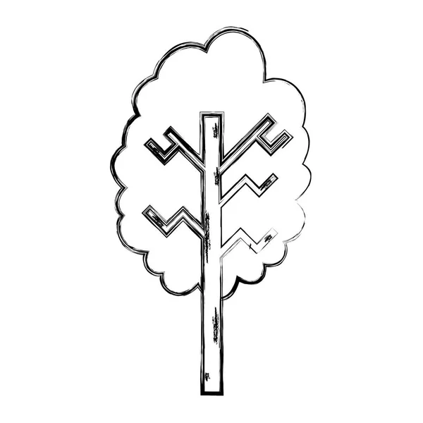 Grunge Ökolologie Baum Zweig Mit Stiel Stil Vektor Illustration — Stockvektor