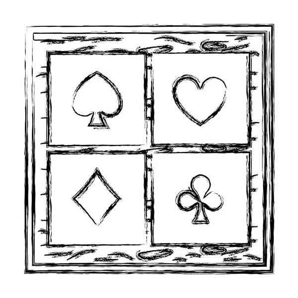 Grunge Framework Cards Geme Casino Style Illustration Vectorielle — Image vectorielle