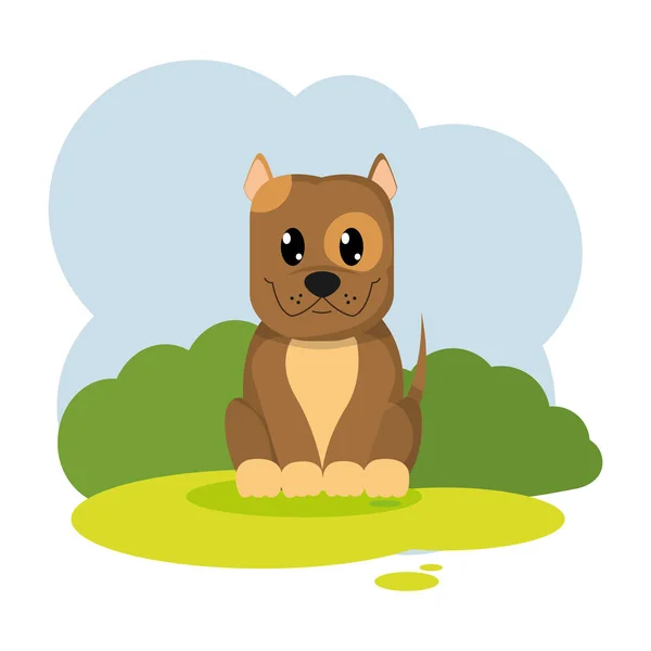 Schattige Hond Gezelschapsdier Het Landschap Vectorillustratie — Stockvector