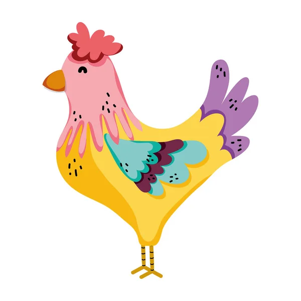 Illustration Vectorielle Icône Animal Ferme Coq Mignon — Image vectorielle