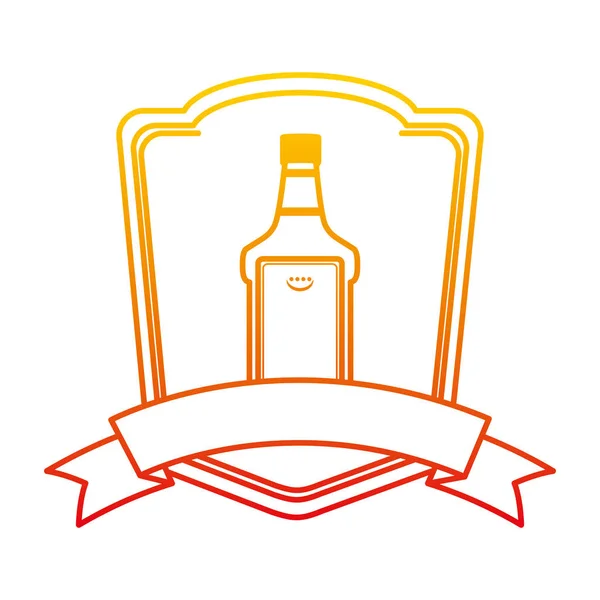 Illustration Vectorielle Emblème Boisson Bouteille Liqueur Tequila Ligne Dégradée — Image vectorielle