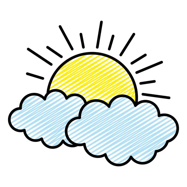 落書き自然太陽天気とかわいい雲のベクトル イラスト — ストックベクタ