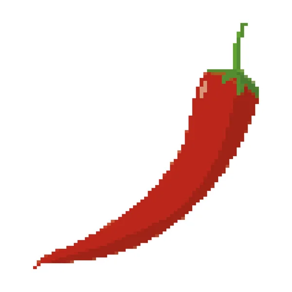 Pixelated Chili Peper Ekologiska Vegetabiliska Vektorillustration — Stock vektor