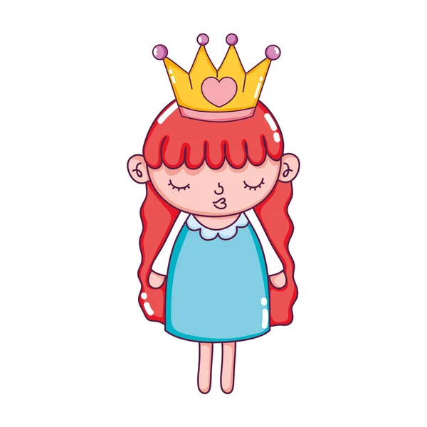 Beauté Fille Enfant Avec Couronne Métallique Vecteur Illustration — Image vectorielle