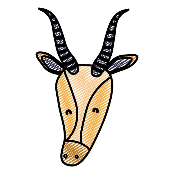 Doodle Милый Олень Голову Диких Животных Векторные Иллюстрации — стоковый вектор