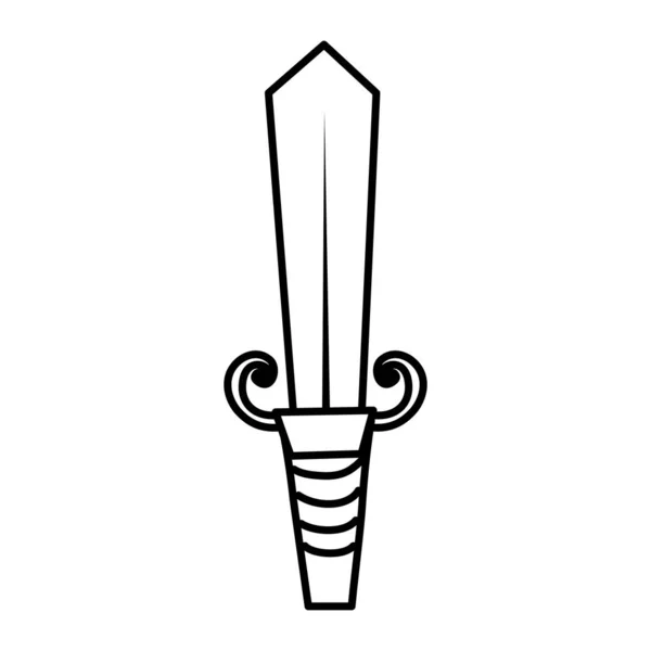 Línea Metal Hoja Arma Medieval Objeto Vector Ilustración — Vector de stock