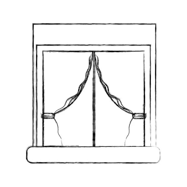 图房子窗户清洁与窗帘设计矢量插图 — 图库矢量图片