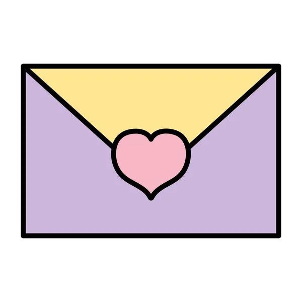 Couleur Romantique Carte Amour Avec Illustration Vectorielle Style Coeur — Image vectorielle