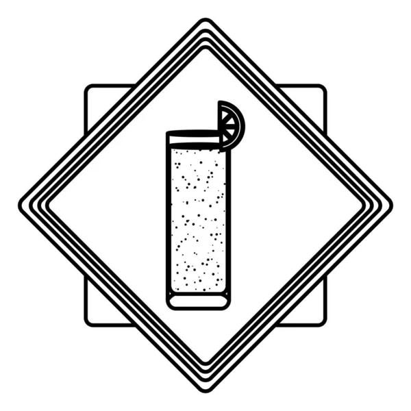 Linea Uva Cocktail Bicchiere Liquore Emblema Vettoriale Illustrazione — Vettoriale Stock