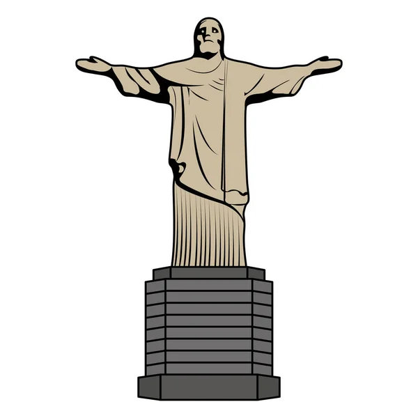 Color Cristo Religión Estatua Historia Escultura Vector Ilustración — Vector de stock