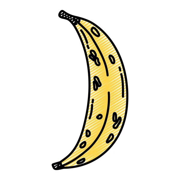 Doodle Deliciosa Banana Fruta Orgânica Vitamina Vetor Ilustração — Vetor de Stock