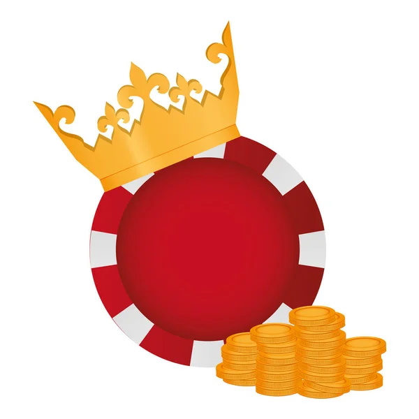Krone Mit Einsatz Und Münzen Zur Vektor Illustration Des Casinospiels — Stockvektor