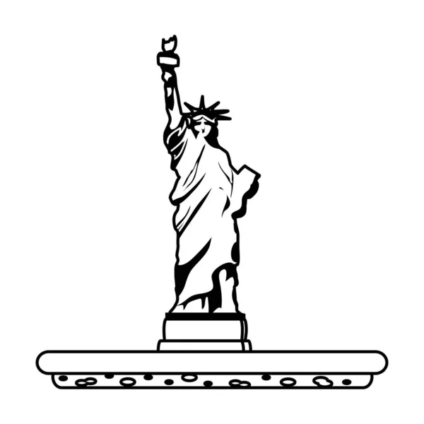 Línea Estatua Libertad Escultura Historia Tradicional Vector Ilustración — Vector de stock