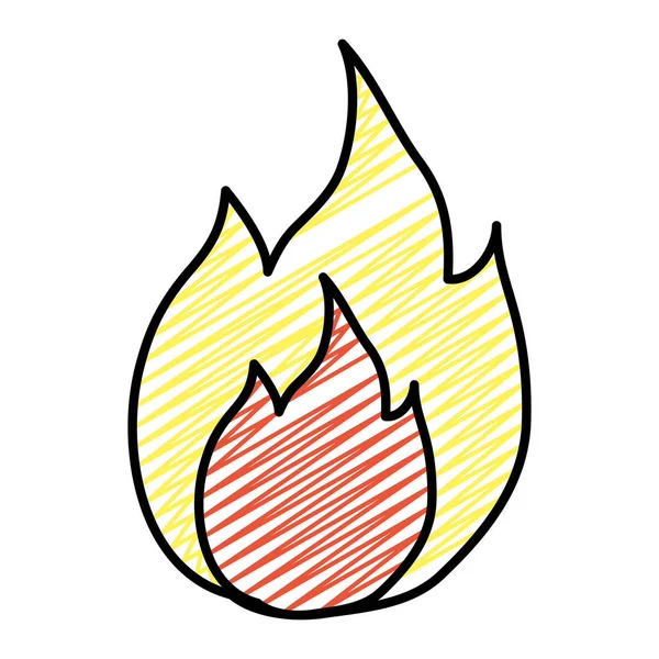Doodle Sıcak Ateş Tehlike Alev Tasarlamak Vektör — Stok Vektör