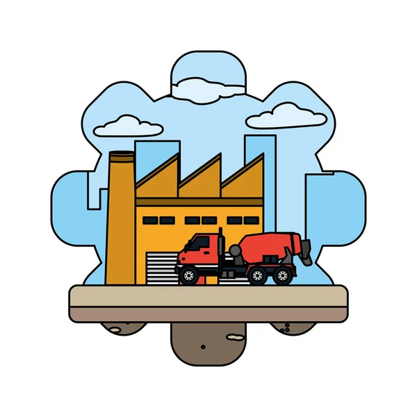 Farbmischer Lkw Ausrüstung Bau Industrie Vektor Illustration — Stockvektor