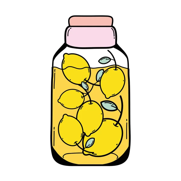 颜色健康柠檬汁自然在罐子向量例证 — 图库矢量图片