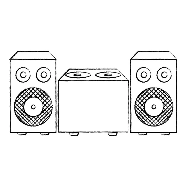 Grunge Objeto Música Alto Falante Eletrônico Para Ouvir Ilustração Vetorial — Vetor de Stock