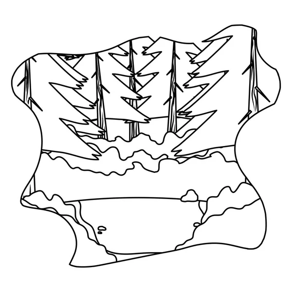 Linie Natur Bäume Mit Blättern Schönheit Landschaft Vektor Illustration — Stockvektor