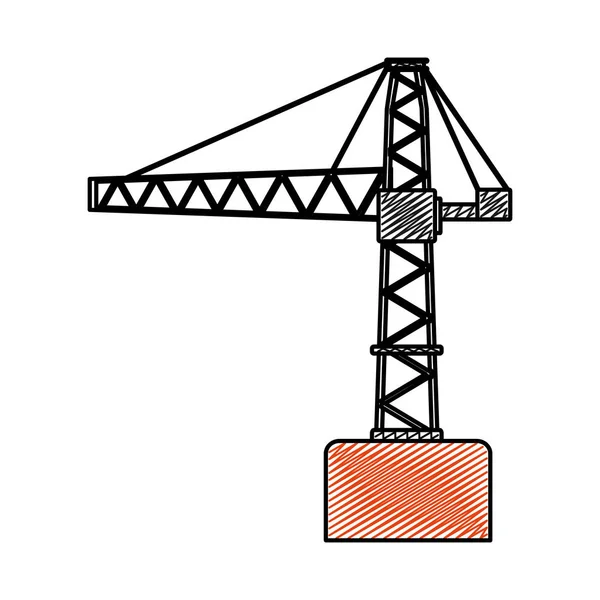 Polias Doodle Construção Reparação Guindaste Sinal Vetor Ilustração — Vetor de Stock