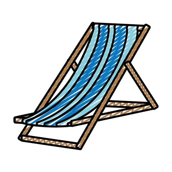 Doodle Comfortable Beach Chair Object Style Vector Illustration — Stock Vector