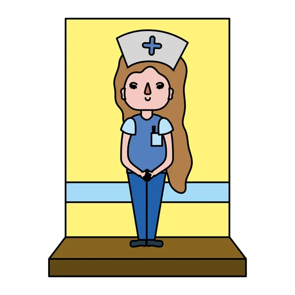 Color Nice Nurse Hairstyle Professional Uniform Vector Illustration — Stock Vector