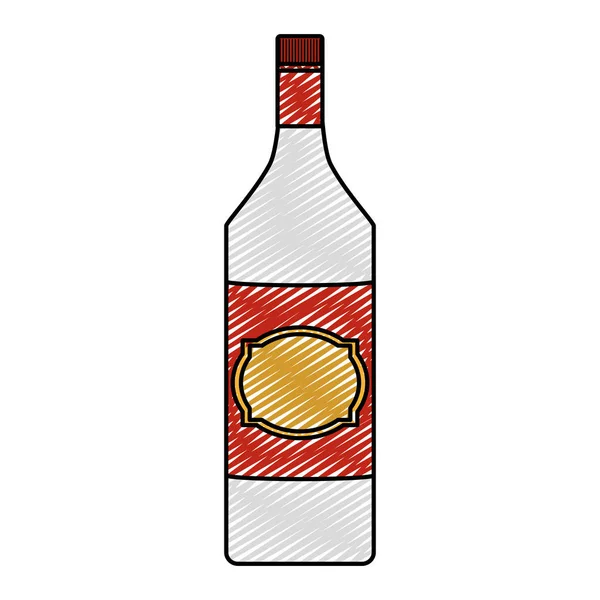 Doodle Schnaps Alkohol Flasche Schnaps Getränk Vektor Illustration — Stockvektor