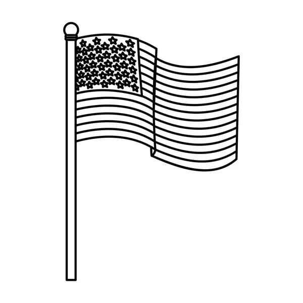 Ligne Etats Unis Drapeau Amérique Patriote Symbole Vectoriel Illustration — Image vectorielle