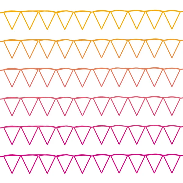 Ligne Dégradée Triangle Fête Drapeaux Décoration Fond Vectoriel Illustration — Image vectorielle