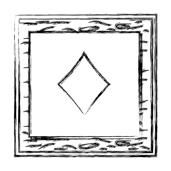 Grunge Quadro Diamante Carta Stile Casinò Vettoriale Illustrazione — Vettoriale Stock