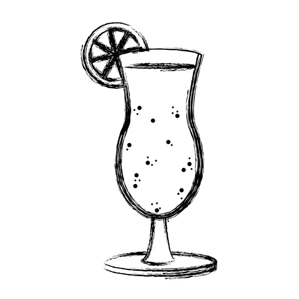 Grunge Délicieux Verre Boisson Froide Avec Illustration Vectorielle Citron — Image vectorielle