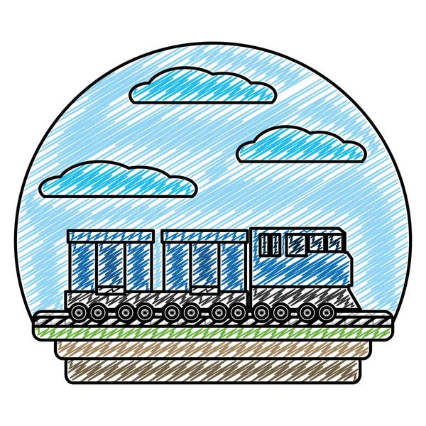 Doodle Sida Tåg Transport Vagn Sätt Transport Vektorillustration — Stock vektor