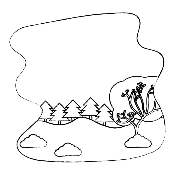 Грандиозный Природный Ландшафт Векторной Иллюстрацией Сосны Гор — стоковый вектор